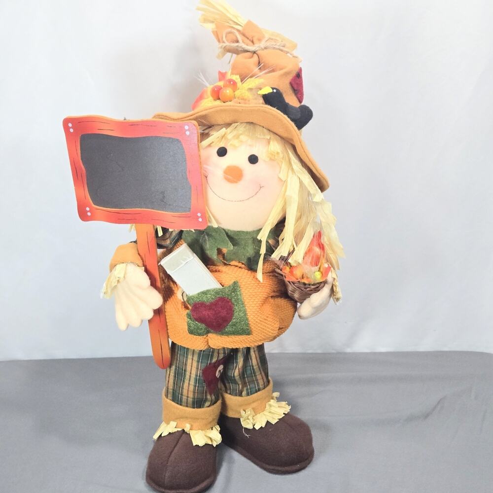 Avon Fiber Optic Scarecrow 2008 Fall Light Up Chalkboard Decor Fall Halloween